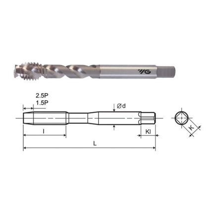 YG-1 Spiral Flute Tap (For Aluminum) ASFT014-030Y M1.4X0.3(T2911071)