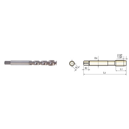 YG-1 Spiral Flute Tap (For Aluminum), 1.5P ASFT100-150B M10X1.5 YH3 75.0L 1.5P (T2831423)