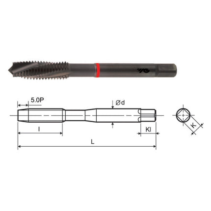 YG-1 MULTI-ONE Spiral Point Tap (Steam Oxide) POT025-045JM M2.5X0.45XYH2(TQ900172)