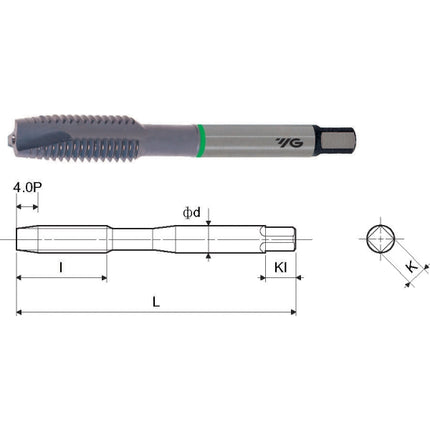 YG-1 Spiral Point Tap (For Stainless Steel) SPOT020-040J M2X0.4 YH1 40.0L (T1023131K)