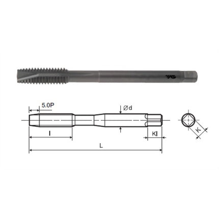 YG-1 Long Spiral Point Tap (Steam Oxide) LPOT040-120L M4X0.7-120L (T1828242)