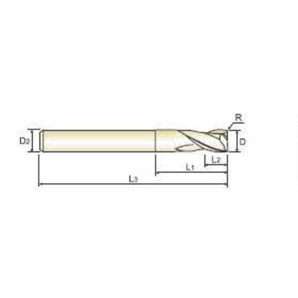YG-1 CRX-S Long Neck Radius End Mill CRIBE-015-R01S D1.5(R0.1)X4X2.3(10)X45 (SGED290150110)