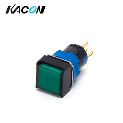KACON Push Button Switch, Illuminated, Ø16mm, Green, DC24V K16-281G