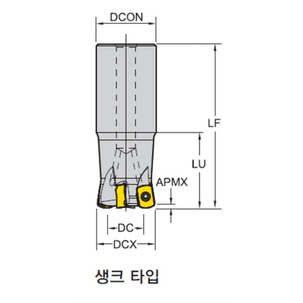 YG-1 Milling Cutter, ENMX Compatible, Oil Hole EHF-ENMX06-D17Z2C16-L200