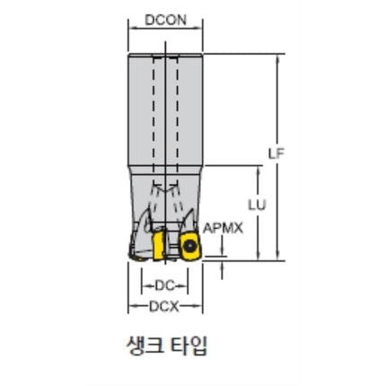 YG-1 Milling Cutter, ENMX Compatible, Coolant-Fed EHF-ENMX06-D26Z4C25-L150 EHF-ENMX06-D26Z4C25-L150