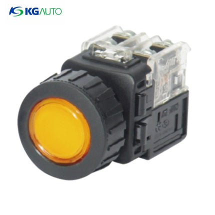 KG AUTO Push Button Switch, Illuminated, Ø30mm, Yellow, Momentary, KGX-YMD22Y, DC 12V/24V 2a2b