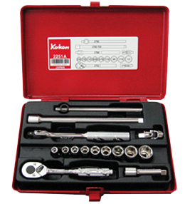 KOKEN 1/4" Drive Socket Set, 12-Point 2251A-12P