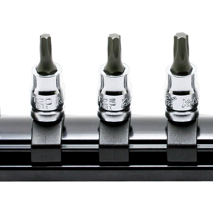 KOKEN 1/4" Drive Torx Bit Socket Rail Set, 7 Pcs RS2025-7-L28