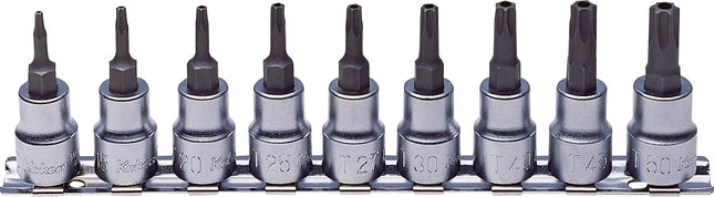 KOKEN 3/8" Drive Tamper-Resistant Torx Bit Socket Rail Set RS3025-9-HOLE