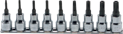 KOKEN 3/8" Drive Tamper-Resistant Torx Plus Bit Socket Rail Set RS3025-9-IPR