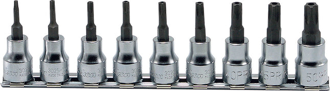 KOKEN 3/8" Drive Tamper-Resistant Torx Plus Bit Socket Rail Set RS3025-9-IPR
