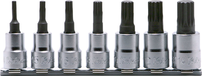 KOKEN 3/8" Drive Triple Square (XZN) Bit Socket Rail Set RS3020-7-L50
