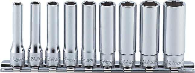 KOKEN 1/4" Drive Deep Socket Rail Set, 6-Point RS2300A-9