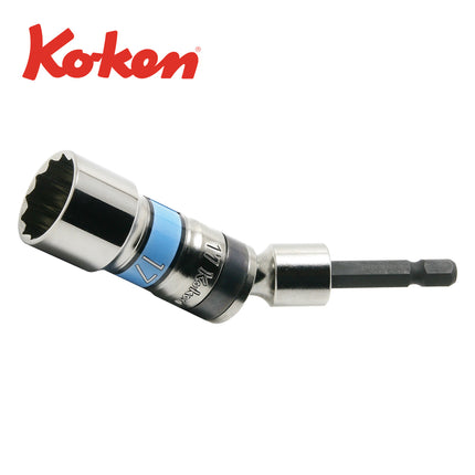 KOKEN Universal Deep Socket for Cordless Drill, 12-Point, 1/4" Hex Shank, BD011SE Series