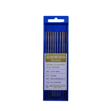 NICHIA Tungsten Electrodes, 1.5% lanthanated (WL15, gold)