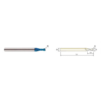 YG-1 X-5070 (S) Radius End Mill 2F SXCRE2-025R05-X D2.5(R0.5)X6X7X60 (SG8A3602505)