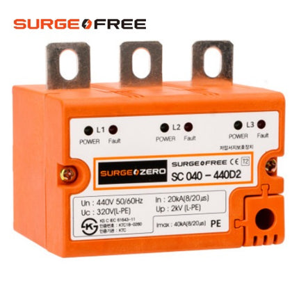 SURGE FREE Surge Protective Device (SPD) for Power Protection, Premium Direct-Connection, 40kA, Three-Phase 3-Wire, KS Certified SC040-440D2