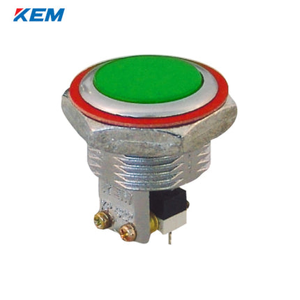 KEM Push Button Switch, Non-Illuminated, Ø22mm, Flush-Mount, Green, KPU-S22-G, AC250V 5A 1a1b
