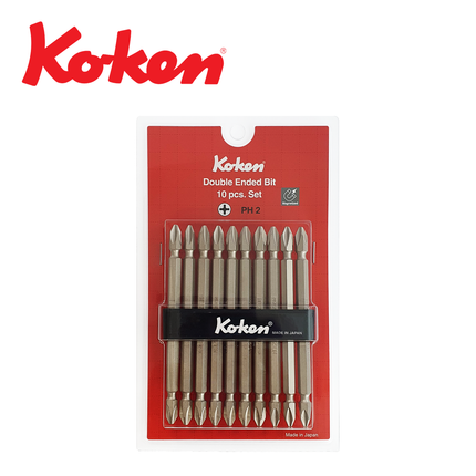 KOKEN Plated Double-Ended Phillips Bit Set with Holder, 123PG Series