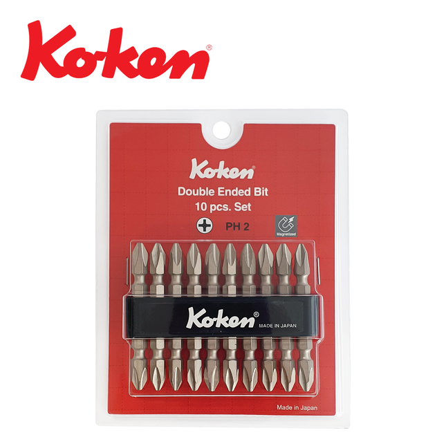 KOKEN Plated Double-Ended Phillips Bit Set with Holder, 123PG Series