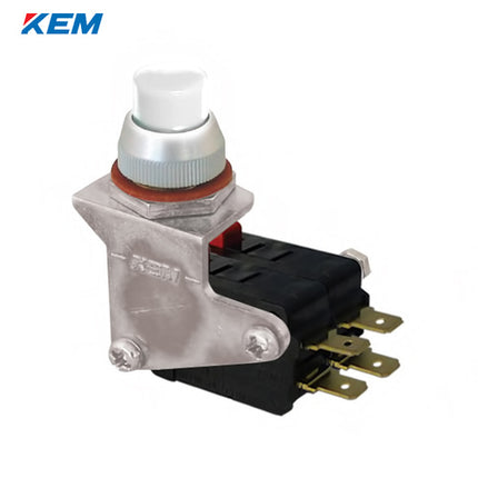 KEM Push Button Switch, Non-Illuminated, Ø12, Protruding Type, White, KP-12-2W AC 250V 8A 2a2b