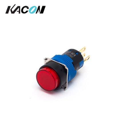 KACON Push Button Switch, Illuminated, Ø16mm, Yellow, AC220V K16-271Y