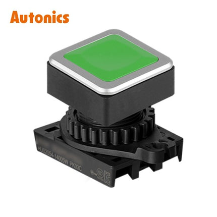 AUTONICS Push Button Switch, Non-Illuminated, Momentary, Ø30mm, Head Only, Green SQ3PFS-P1G