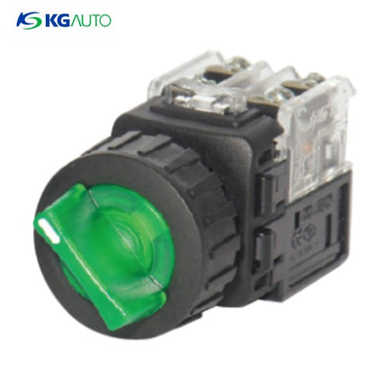 KG AUTO Selector Switch, 2-Position, Illuminated, Plastic, Flush Mount, Ø30, Spring Return, Green, KGT-Y2R2D2G, DC 12V/24V 2a2b