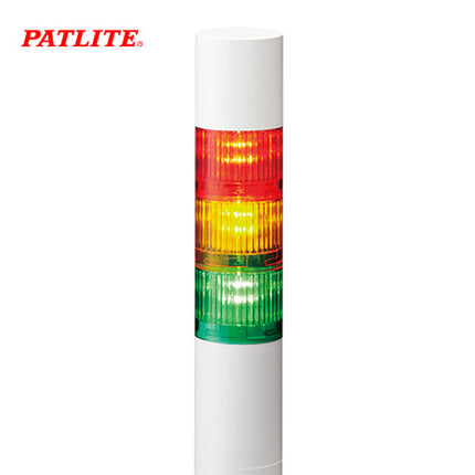 PATLITE Signal Tower Light with Buzzer, Ø50, 3-Tier, LED, DC24V LR5-302LJBW-RYG