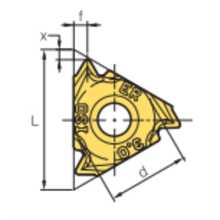 KORLOY Threading Insert, Coated, U Chip Breaker ERM16-2.0ISO-U PC225F