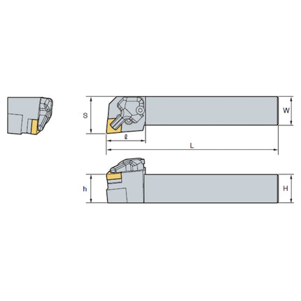 KORLOY Turning Tool Holder - High-Pressure Coolant PCLNR2525-M12-KHP