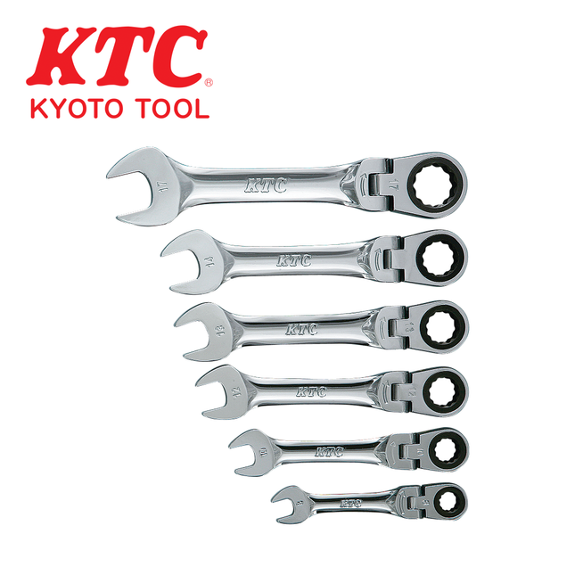 KTC Flex-Head Short Ratcheting Combination Wrench Set TMSR2S06