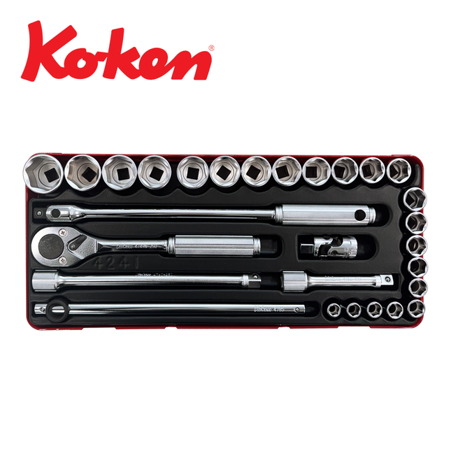 KOKEN 1/2" Drive Socket Set, 6-Point 4241M-6P