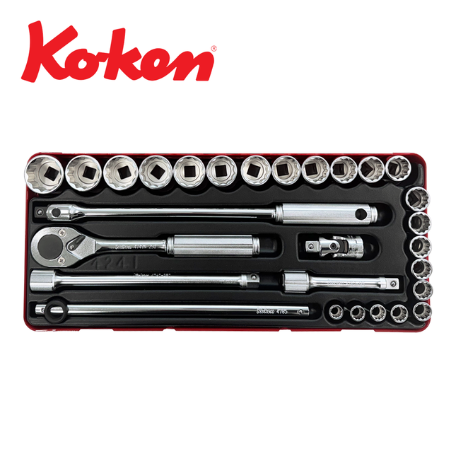 KOKEN 1/2" Drive Socket Set, 12-Point 4241M-12P