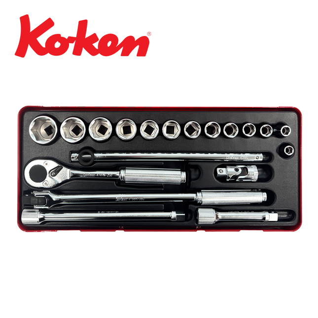 KOKEN 1/2" Drive Socket Set, 6-Point 4241A-6P