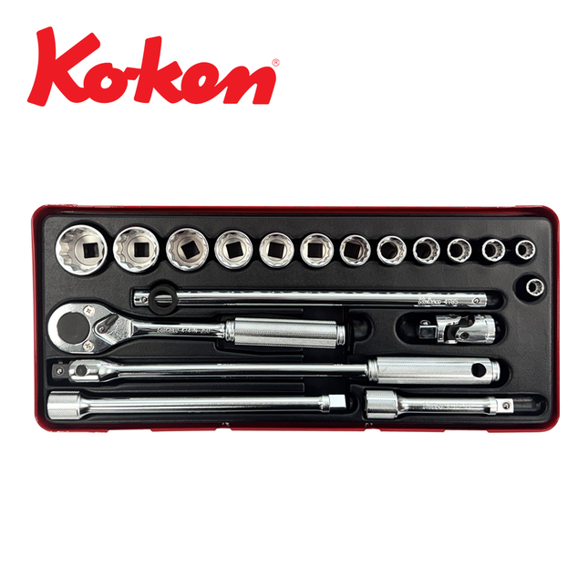KOKEN 1/2" Drive Socket Set, 12-Point 4241A-12P