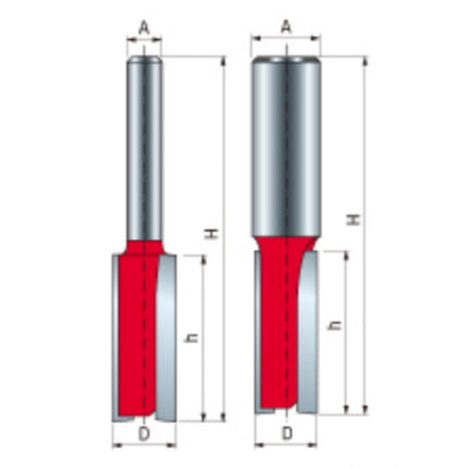 BOSCH Freud (Type C) Double-Flute Straight Bit, Carbide-Tipped 12-11612P overall length67 blade length25 thickness12 blade thickness13