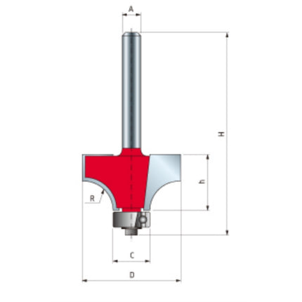 BOSCH Freud Round-Over Bit 34-10006P overall length54.9 blade length12.7