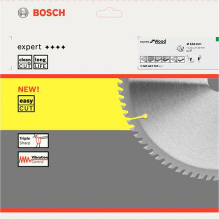BOSCH Circular Saw Blade 7" 60T, for Wood 2608642992 184 X 2.0/ 1.4 X *19 X 60T
