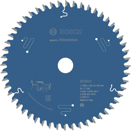 BOSCH Circular Saw Blade 6.6" (168mm) 52T 2608901876 Expert for Aluminium 168x20x1.8/1.2x52T *Festool compatible