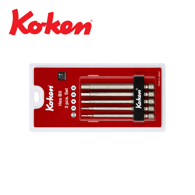 KOKEN Hex Power Bit Set, 1/4" Hex Shank 121H-S-70-5PCS