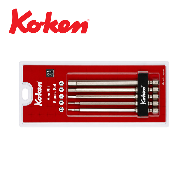 KOKEN Long Hex Power Bit Set, 1/4" Hex Shank, 121H Series