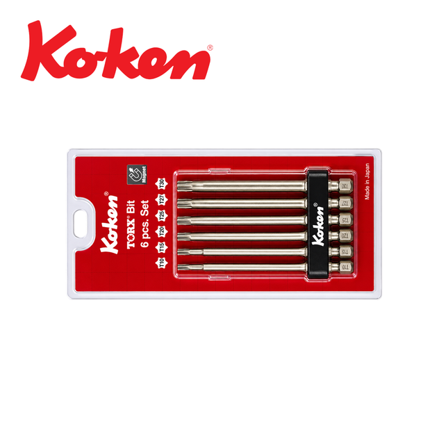 KOKEN Long Torx Bit Set (Silver Finish), 121T Series