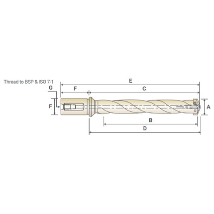 YG-1 Insert Drill Holder #2 25.0~35.0 Z20EXHF032M Ø24.2XØ32.0X288.9X391.8