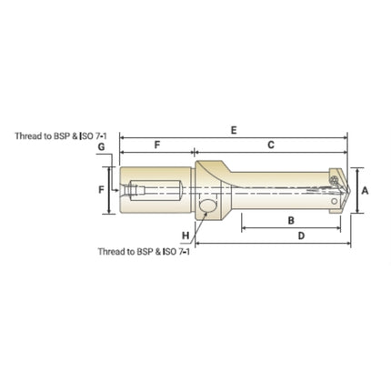 YG-1 Insert Drill Holder Z20SBSF032M Z20SBSF032M(Ø24.2XØ32.0X57.2X148.5)