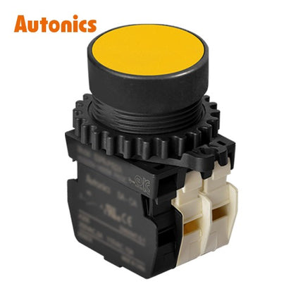 AUTONICS Push Button Switch, Non-Illuminated, Momentary, Ø30mm, Yellow, 1a2b S3PR-P1YA2B