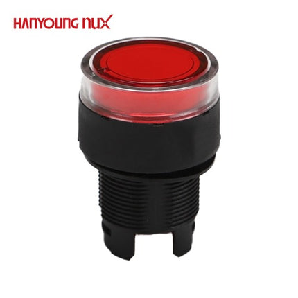 HANYOUNG Push Button Switch, Illuminated, Ø22/Ø25 Compatible, Red, ARX-GR (Upper Part Only), Lower Contact Block Sold Separately