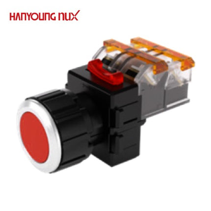 HANYOUNG Push Button Switch, Non-Illuminated, Ø25mm, Red, MRF-NM2R 2a2b