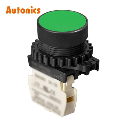 AUTONICS Push Button Switch, Non-Illuminated, Momentary, Ø30mm, Green, 1b S3PR-P1GB