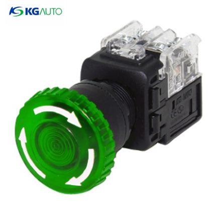 KG AUTO Emergency Stop Switch, Ø22, Illuminated, Green, KGEX-N4RV22G, 110V 220V AC 2a2b